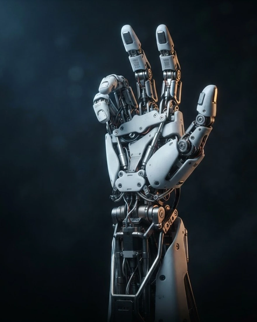 Advanced humanoid robotic hand in composite and titanium